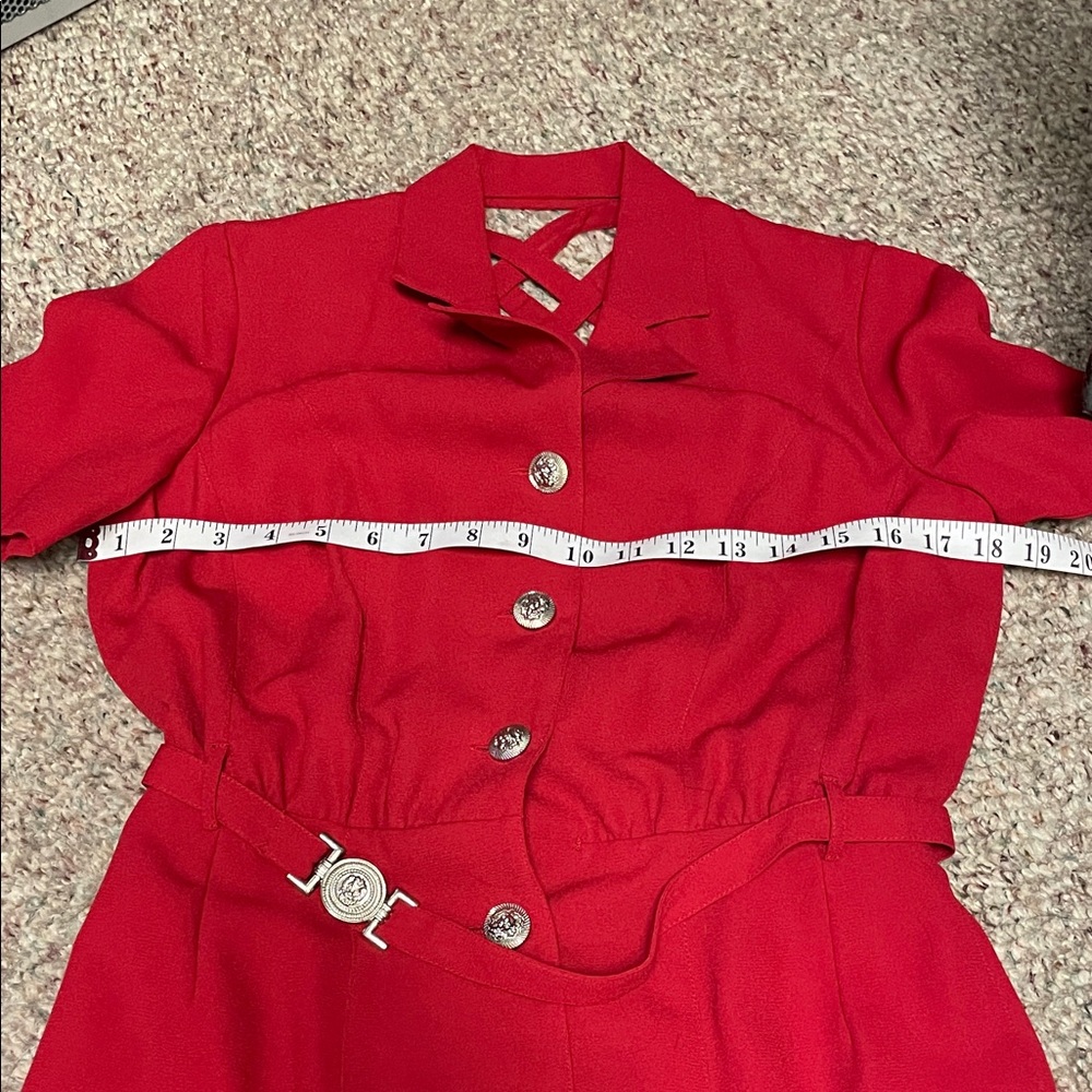 Vintage 90s cut out lion head Button-Down belted Dress- Versace vibes - Picture 6 of 13